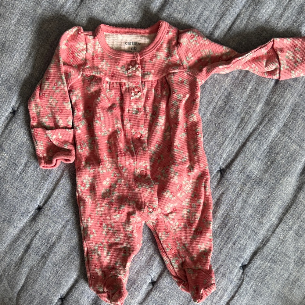 Carter's Pink Floral Footed One Piece